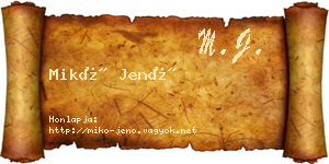 Mikó Jenő névjegykártya